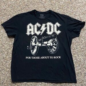 AC/DC Black Tee with Cannon Graphic